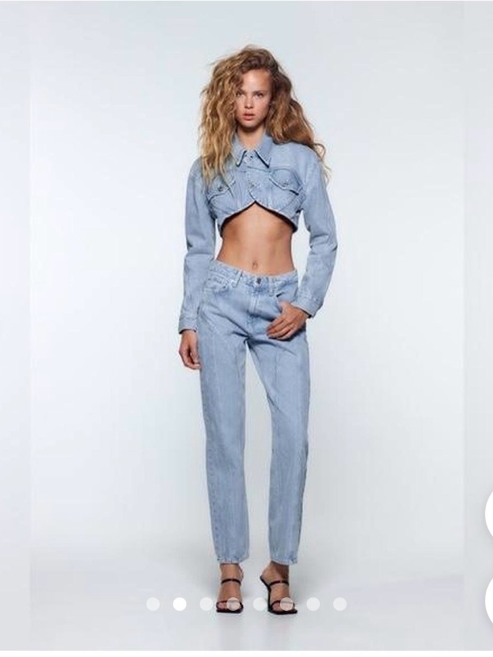 Zara 90s Light Blue High-Waist Straight Jeans Sz 14